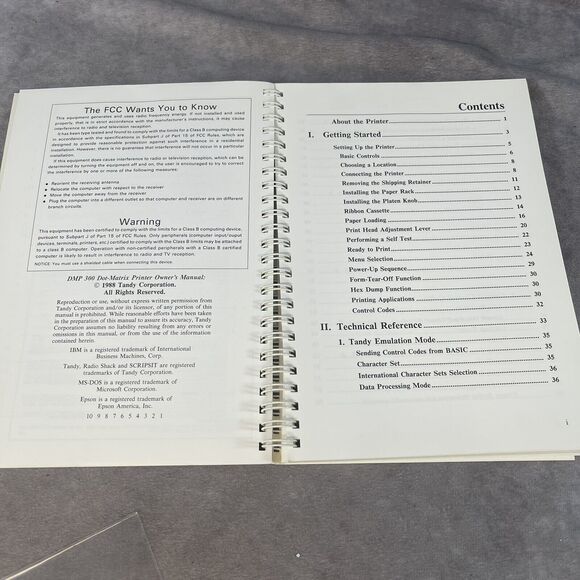 Vintage 1988 Tandy DMP 300 Dot Matrix Printer Manual - Picture 3 of 9